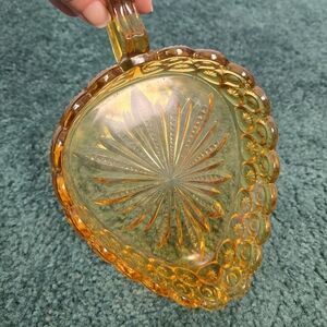 Vintage LE Smith Sun & Moon Golden Amber Candy Dish Rare Shape 8x5.5" Multi-Use